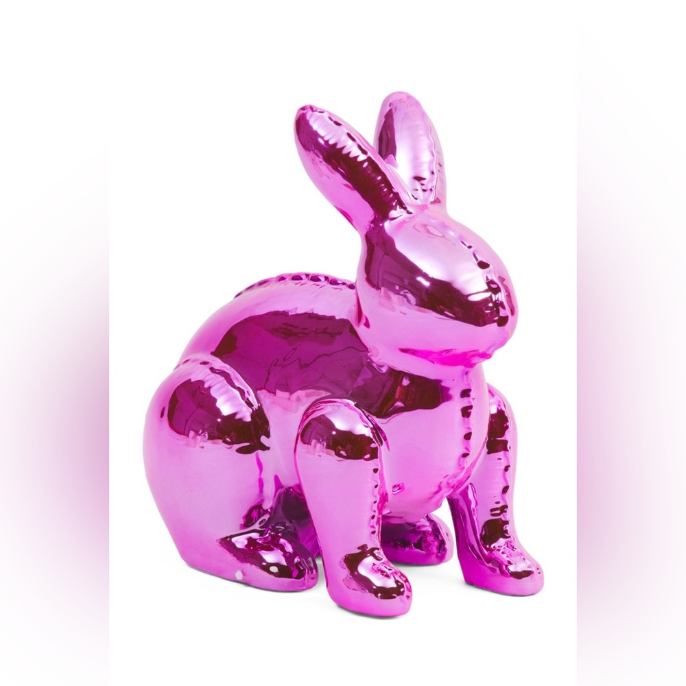 Isaac Mizrahi pink metallic bunny rabbit figurine/statue NWT